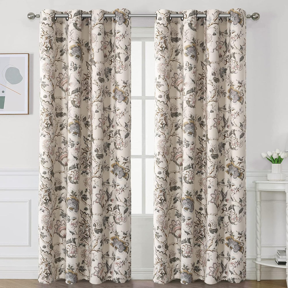 H.VERSAILTEX Blackout Curtains 84 Inch Length 2 Panels Set Floral Print Curta...