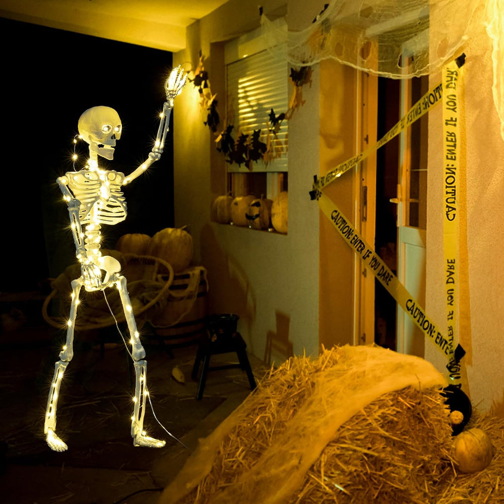 2 Pack 40 Inches Plug Operated 400 LED Light Up Halloween Skeleton Full Body ...