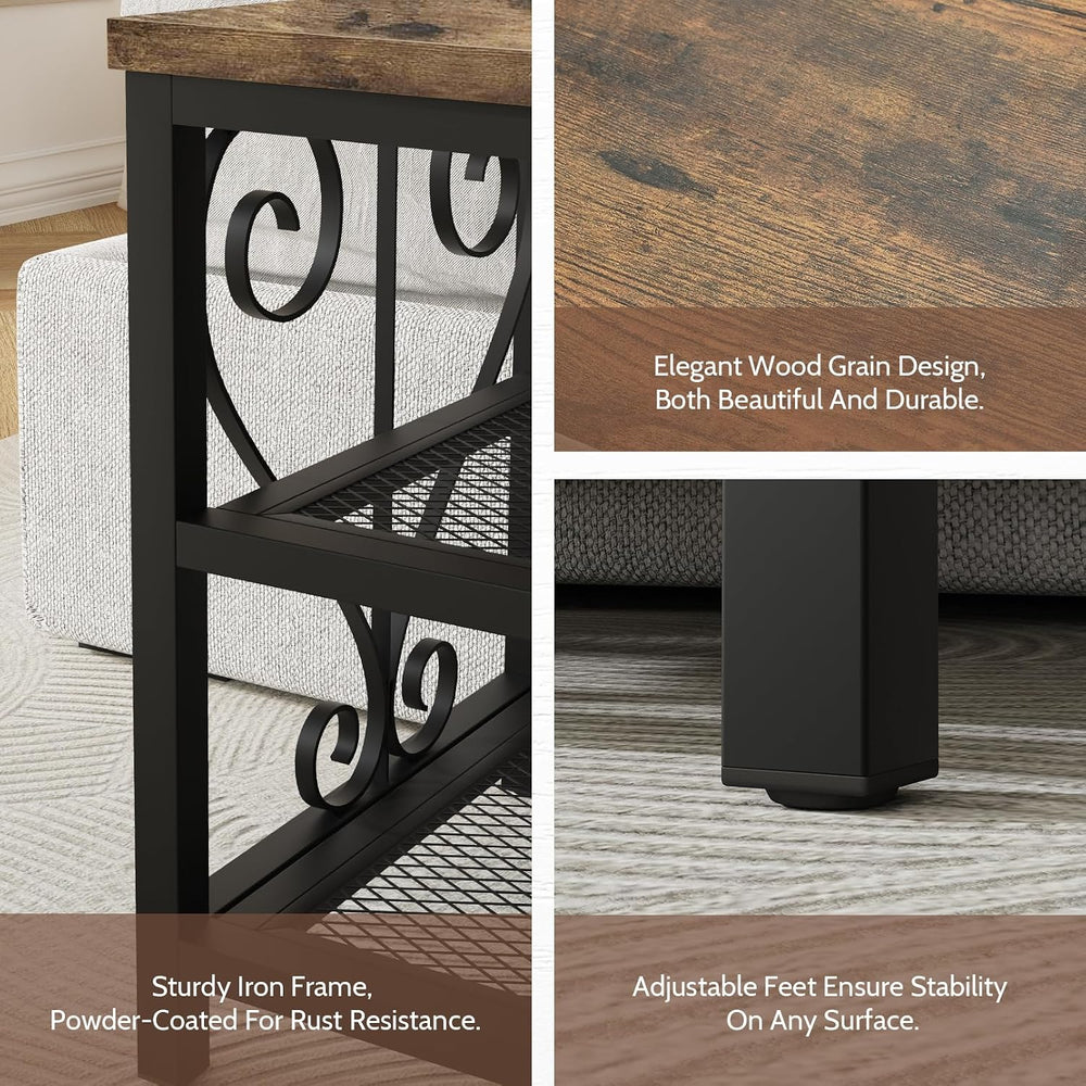 Entryway Storage Bench with Shoe Rack, 47.2" Wide Hallway Bench with Sea...