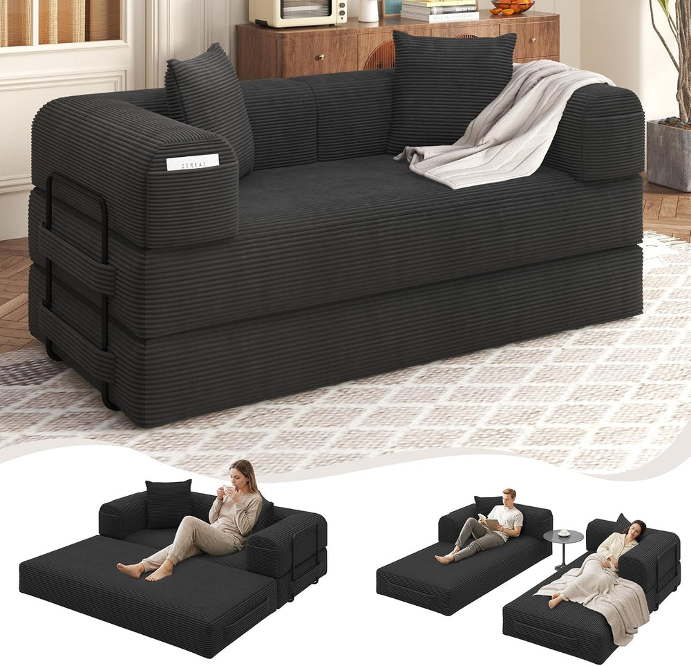 80" Convertible Sofa Bed, 5 in 1 Modular Boneless Couch Sleeper Sofa Bed...