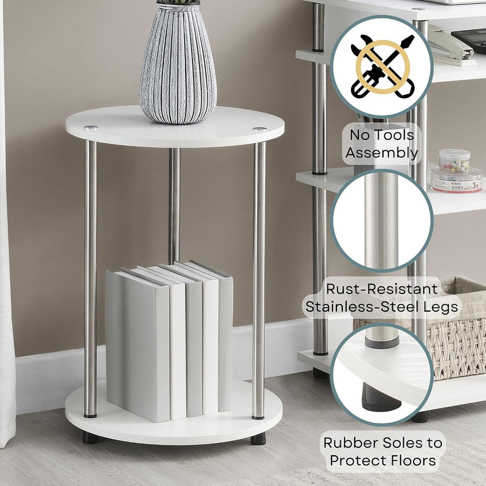 Convenience Concepts Designs2Go No Tools 2 Tier Round End Table 15.75" -...
