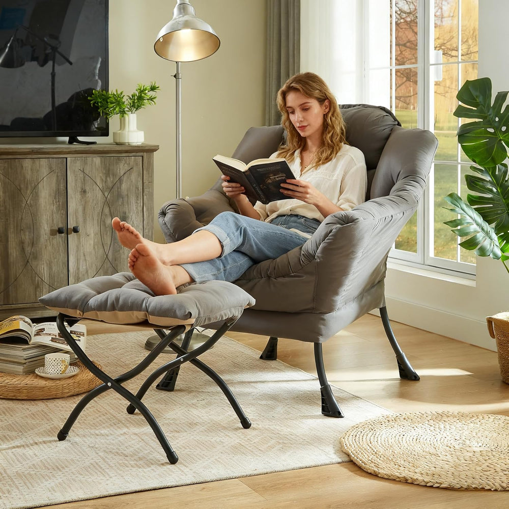 HollyHOME Lazy Chair with Foldable Ottoman, Accent Comfy Lounge Armchair and ...