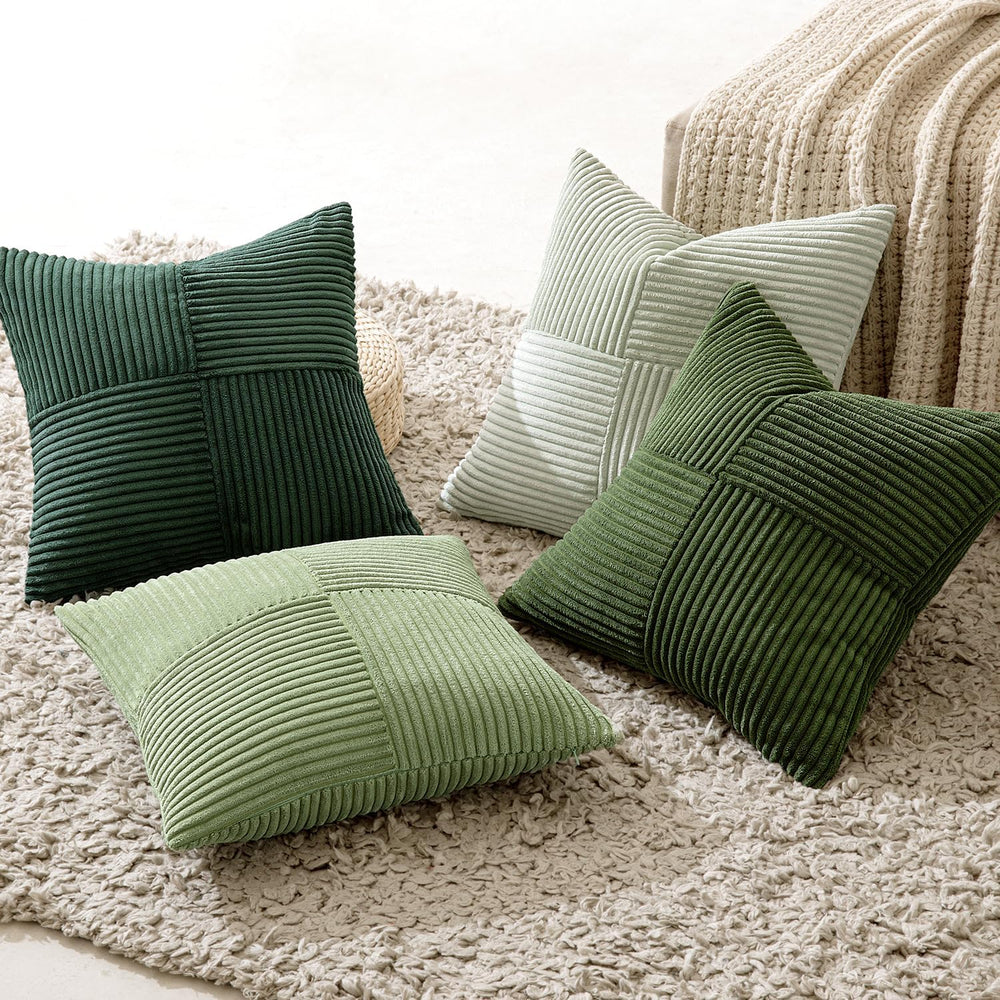 MIULEE Corduroy Sofa Cushion Covers Green Series 45 x 45 cm Set 4 Pieces Mode...