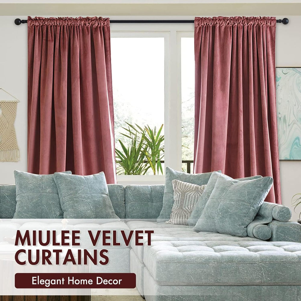 MIULEE Dusty Rose Pink Velvet Room Darkening Curtains for Bedroom W52 x L96