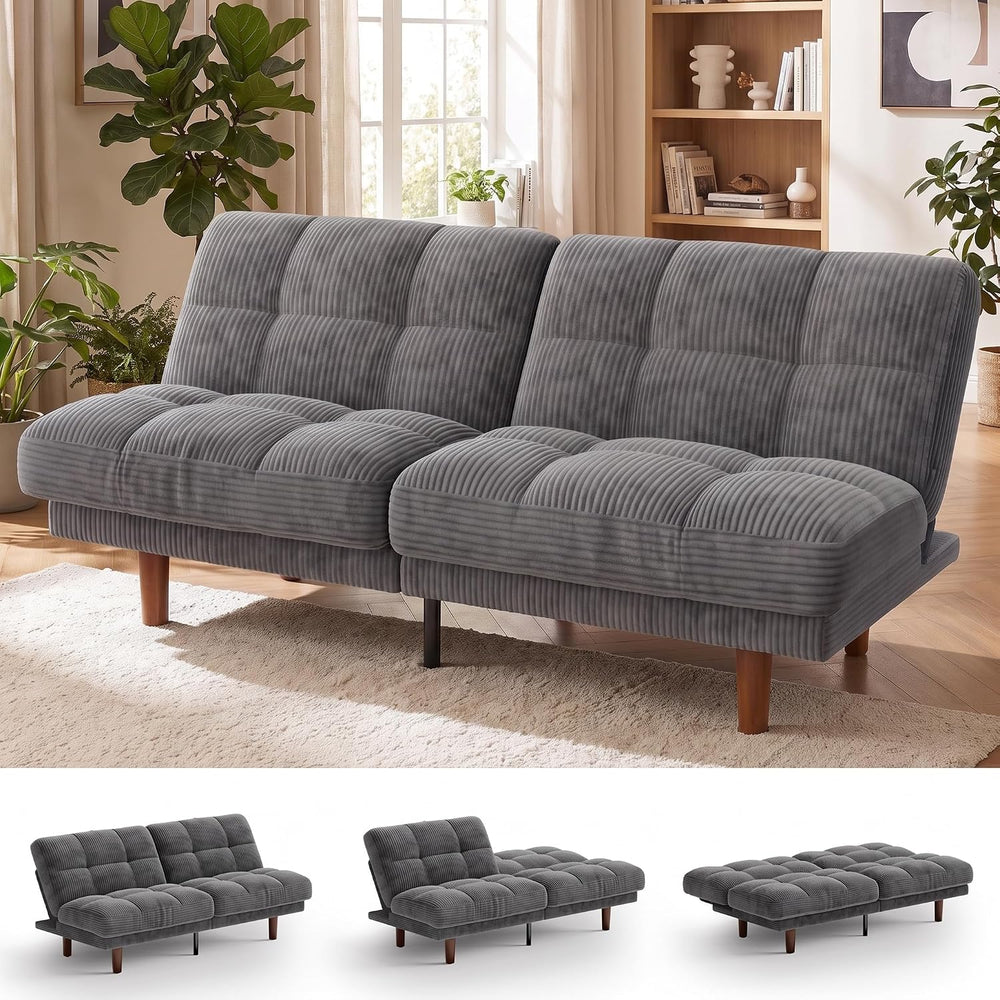 Marsail 70" Convertible Futon Sofa Bed, Small Recliner Sleeper Sofa with...