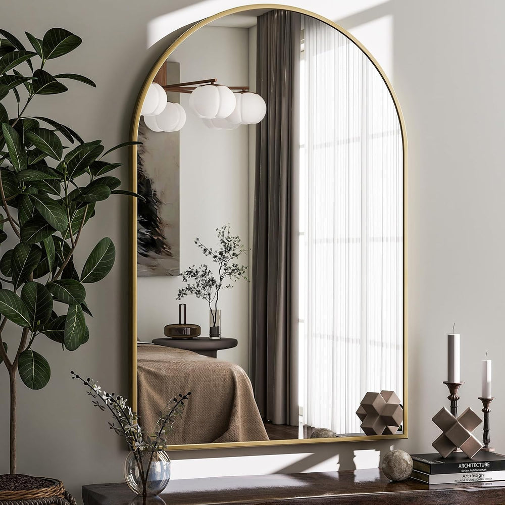 HARRITPURE 20"x30" Arched Bathroom Mirror Wall Mounted Gold Arch Mi...