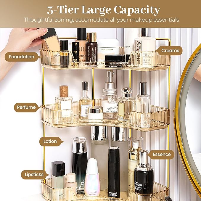 Aveniee Corner Bathroom Counter Organizer, Bathroom Countertop Shelf Makeup