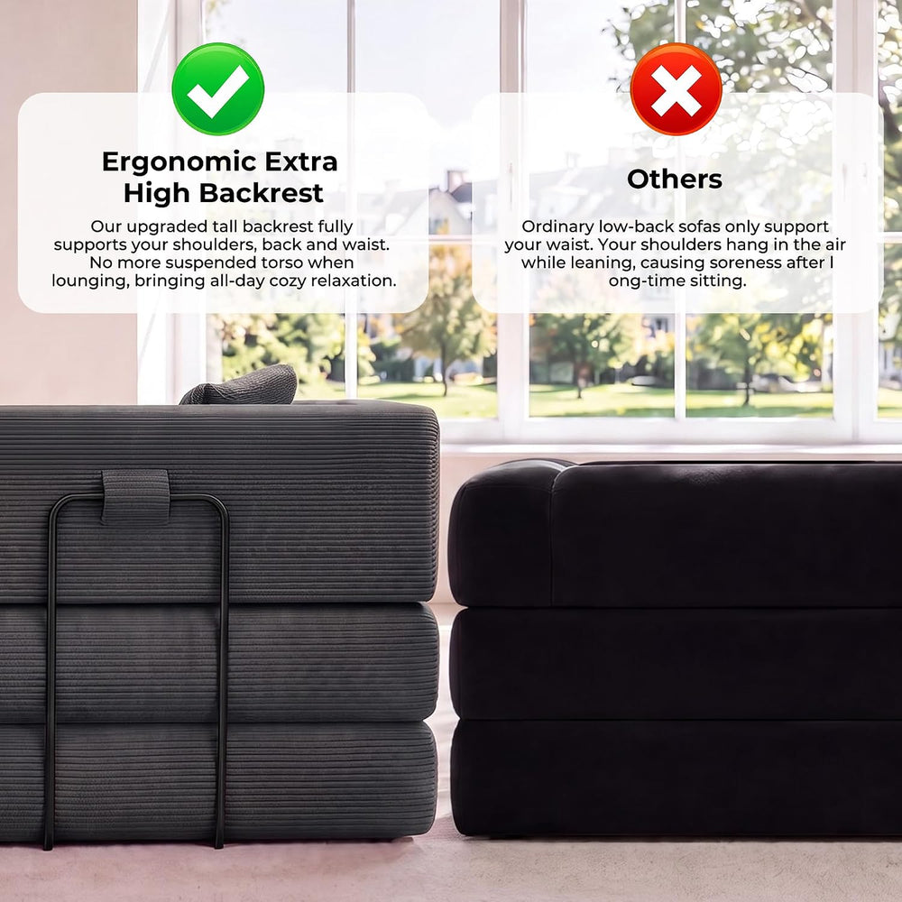 79'' Futon Sofa Bed, HighโBack Boneless Couches for Living Room