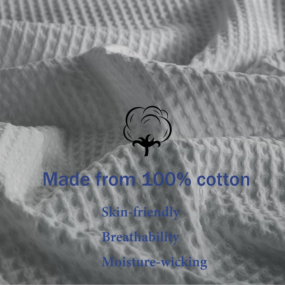 100% Cotton Waffle Throw Blanket for Bed King Size Light Grey, 104" x 90...