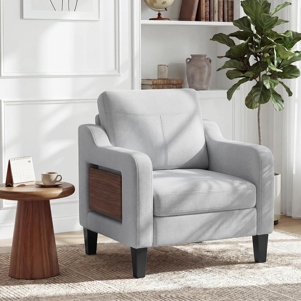 Accent Chair for Living Room, Mid-Century Upholstered Armchair with Foldable ...