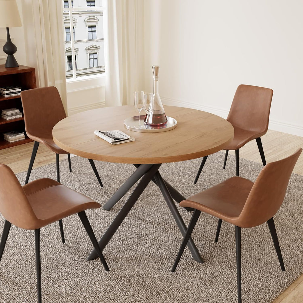 HIPIHOM 45.3 Inch Modern Round Dining Table for 4, Space-Saving Dinette with ...