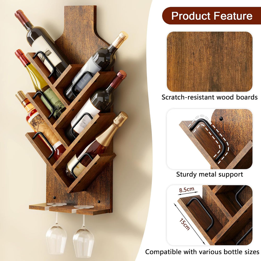 FAVOOSTY Wine Rack Wall Mounted for 6 Wine Bottles, Wall Racks for Wine Bottl...