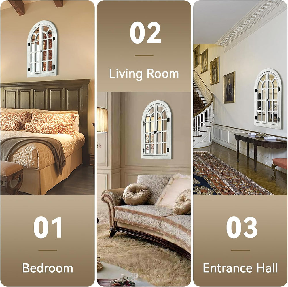 Window Mirrors for Wall Decor -Arched Wall Mirror Farmhouse Wood