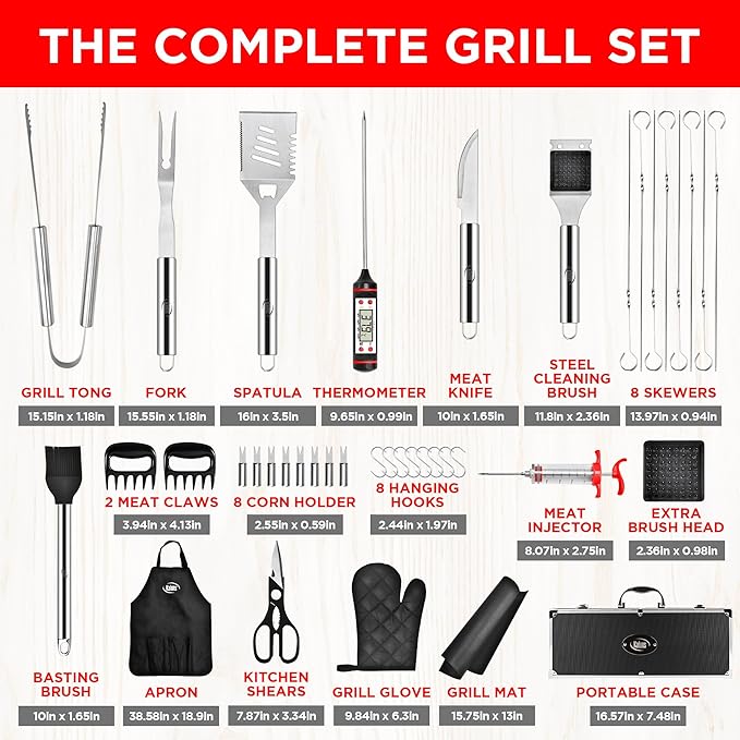 Kaluns BBQ Accessories, Complete Grill Set Dad Gifts