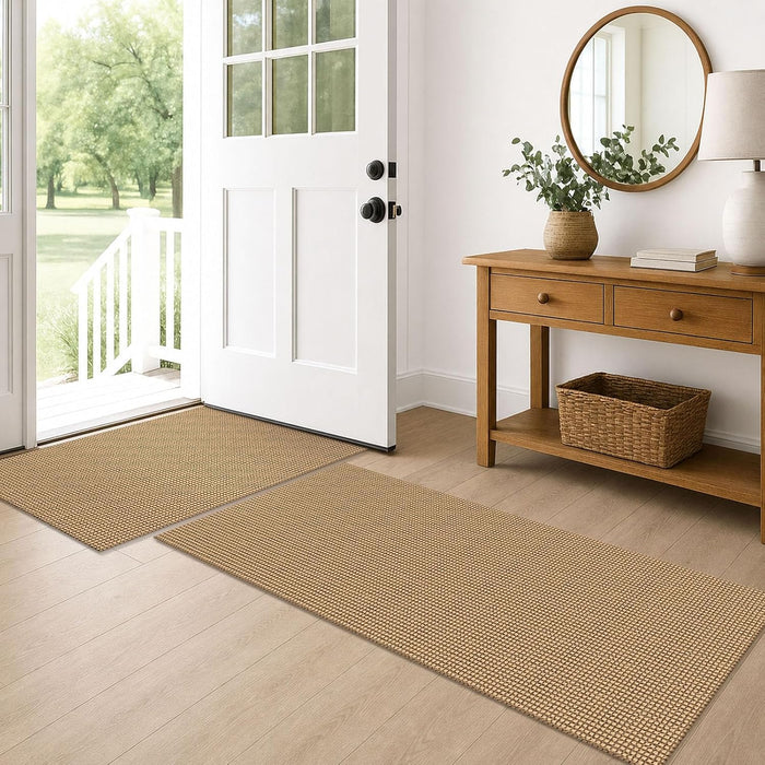EARTHALL Area Rug Runner Sets 2x3 and 2x5 Ft Washable Kitchen Mats for Floor Non Slip Rubber Backed Kitchen Rugs Braided Indoor Floor Carpet for Entryway, Hallway, Kitchen, Bedroom, Orange/Tan/Brown