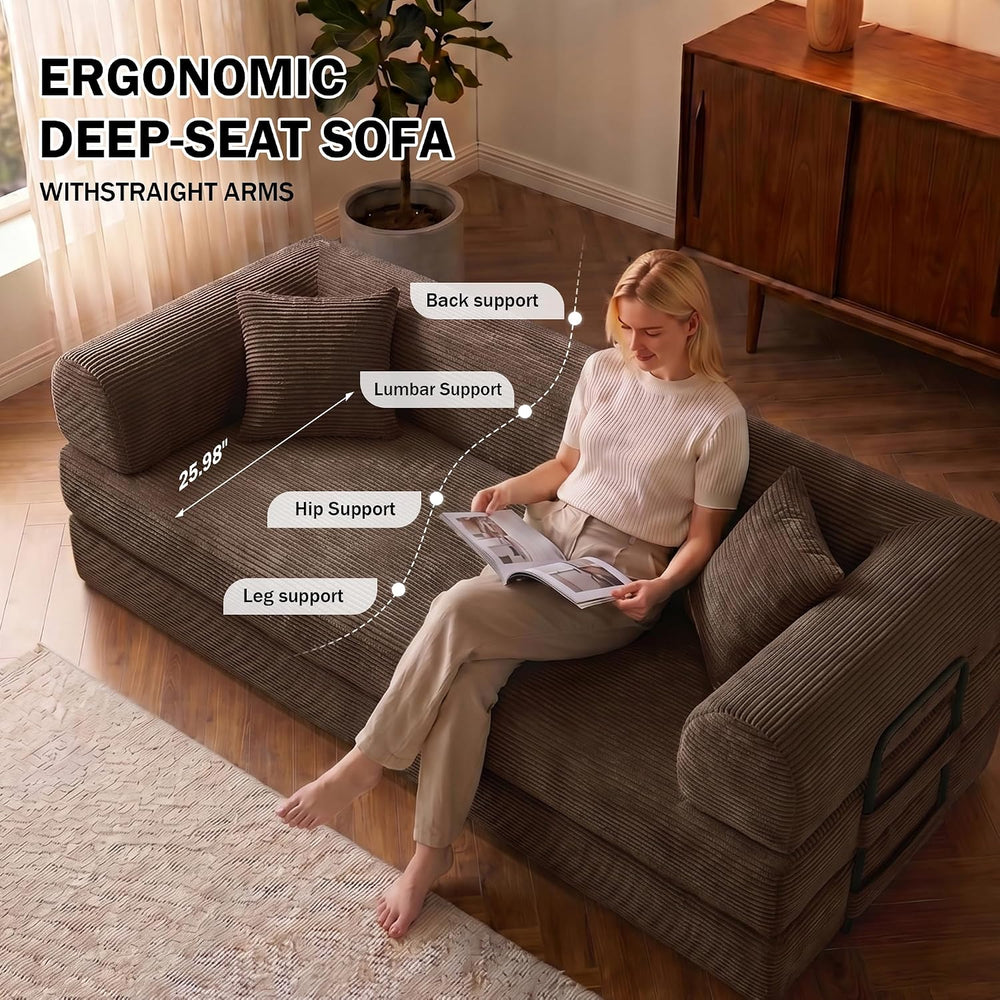 79" Convertible Futon Sofa Bed, Boneless Couch for Living Room