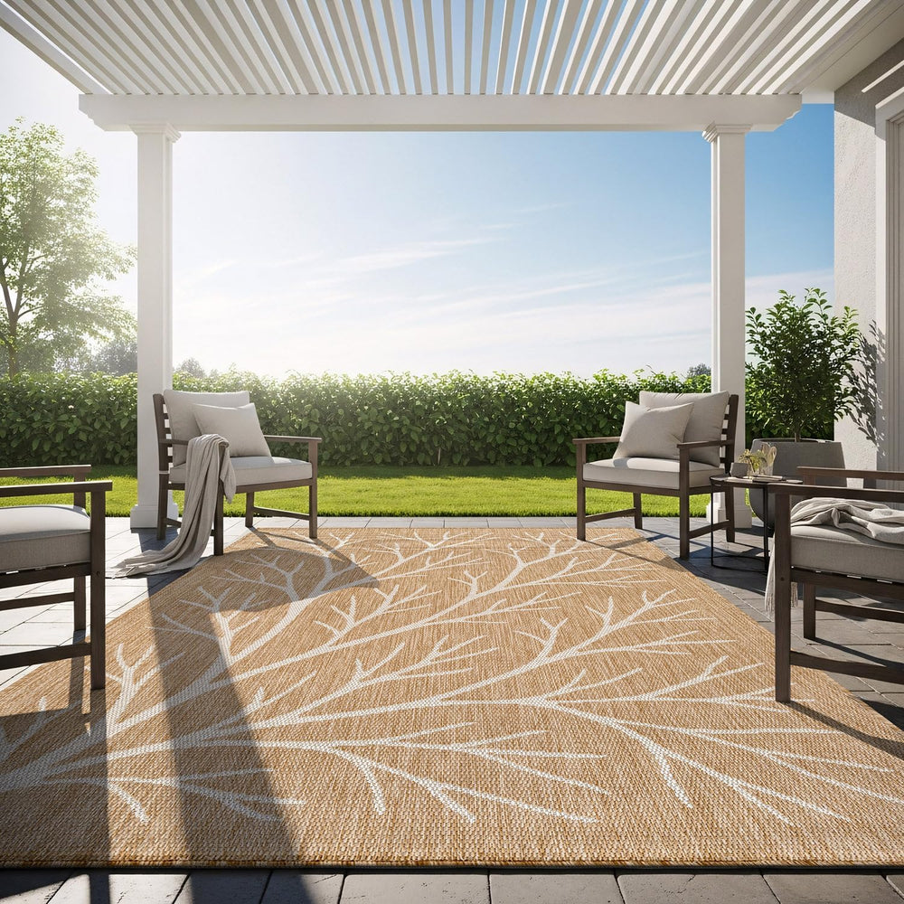 Washable Indoor Outdoor Rug 8x10 Modern Area Rugs Branch Pattern Non Shedding...