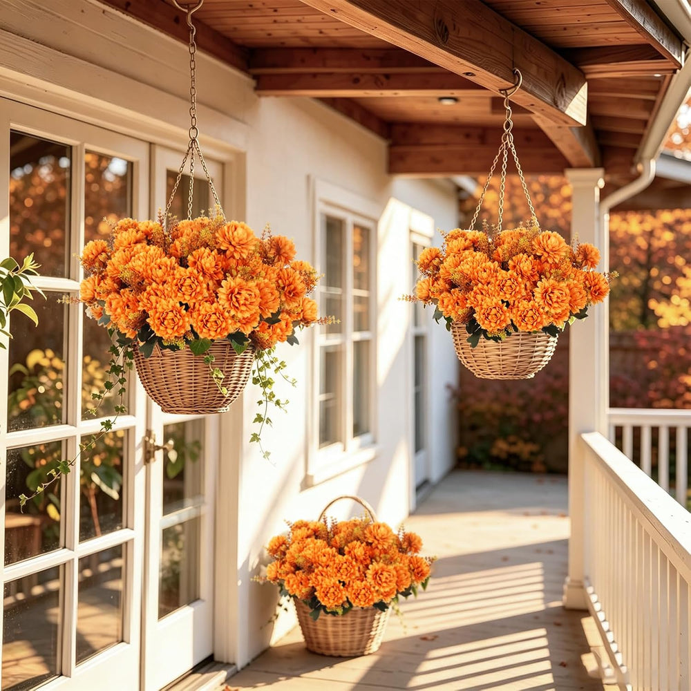 RECUTMS Artificial Mums for Outdoors Fall Flowers Artificial for Decoration