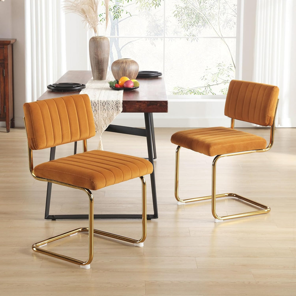 ONEVOG Orange Velvet Dining Chairs Set of 2, Upholstered Kitchen & Dining...