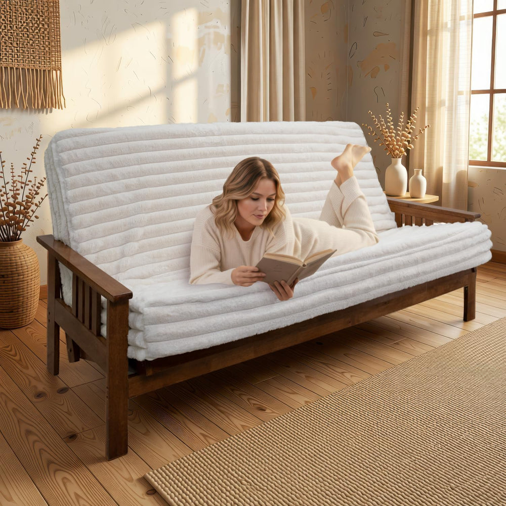 Memory Foam Futon Mattress, Foldout Couch Futon Mattress - 6x54x74 (White Ivo...