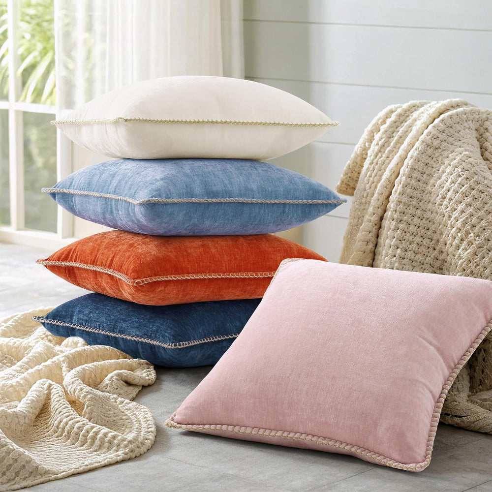 decorUhome Soft Chenille Throw Pillow Covers 22x22 Set of 2 Poseidon