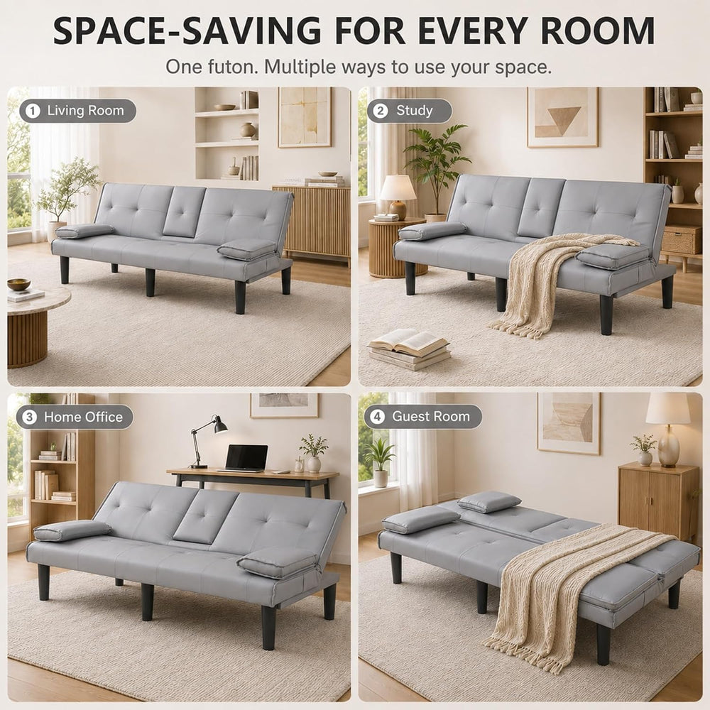 67"Modern Futon Sofa Bed,Convertible 3 in 1 Sleeper Bed Couches with Adj...