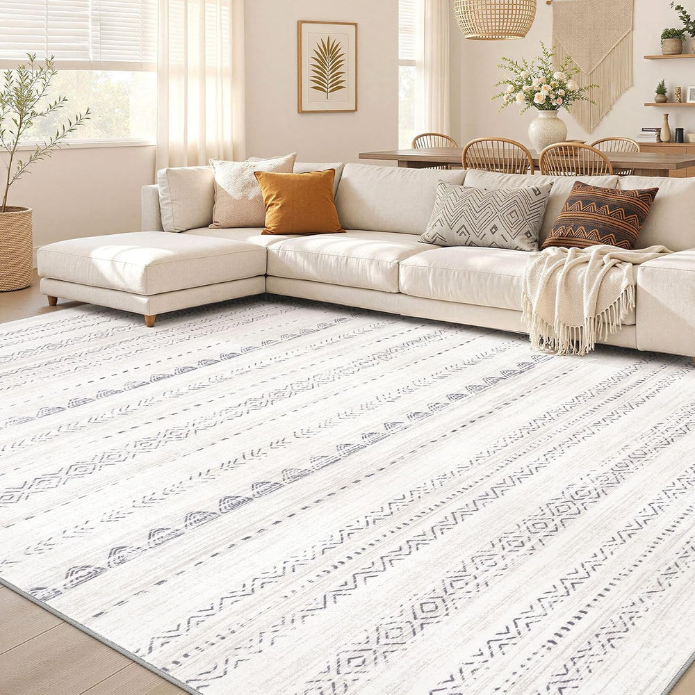 Nakagishi Boho 6x9 Area Rug Living Room Rugs Machine Washable Gray