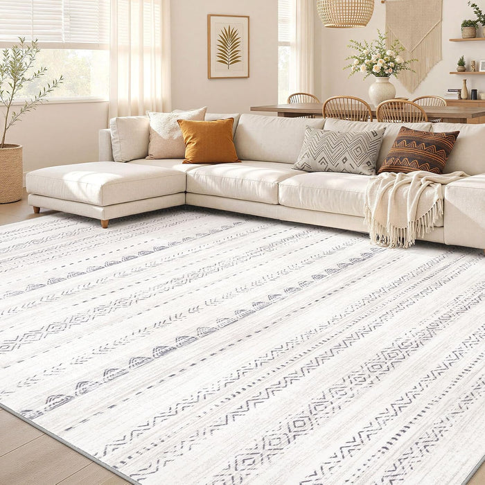 Nakagishi Boho 6x9 Area Rug Living Room Rugs Machine Washable Gray
