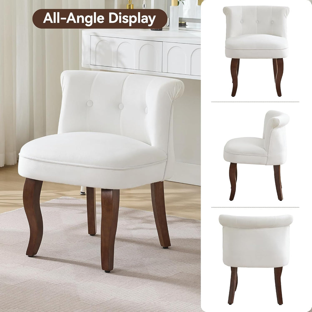 WUTUTUEE Velvet Vanity Chair with Back, Tufted Upholstered Vanity Stool with ...