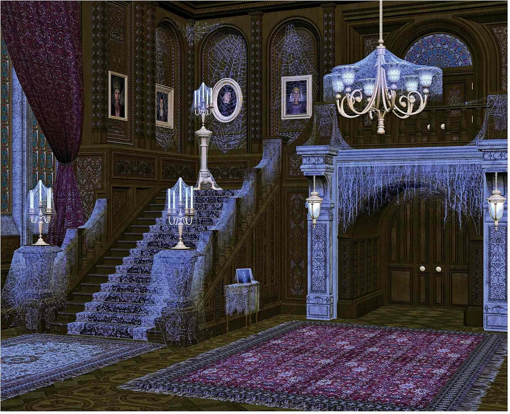 Allenjoy 10x8ft Halloween Haunted House Backdrop Middle Ages Retro Spooky Des...