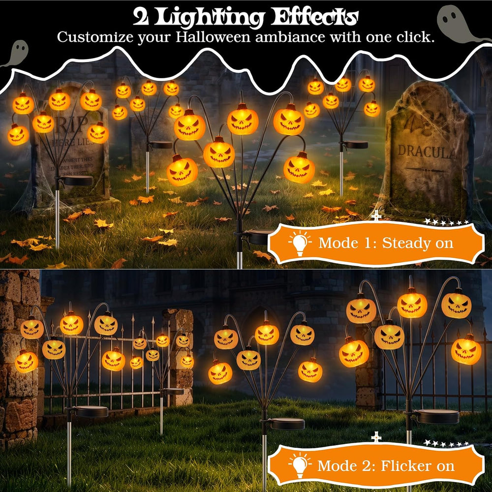 Lewondr 4 Pack Halloween Decorations Outdoor Pumpkin Lights