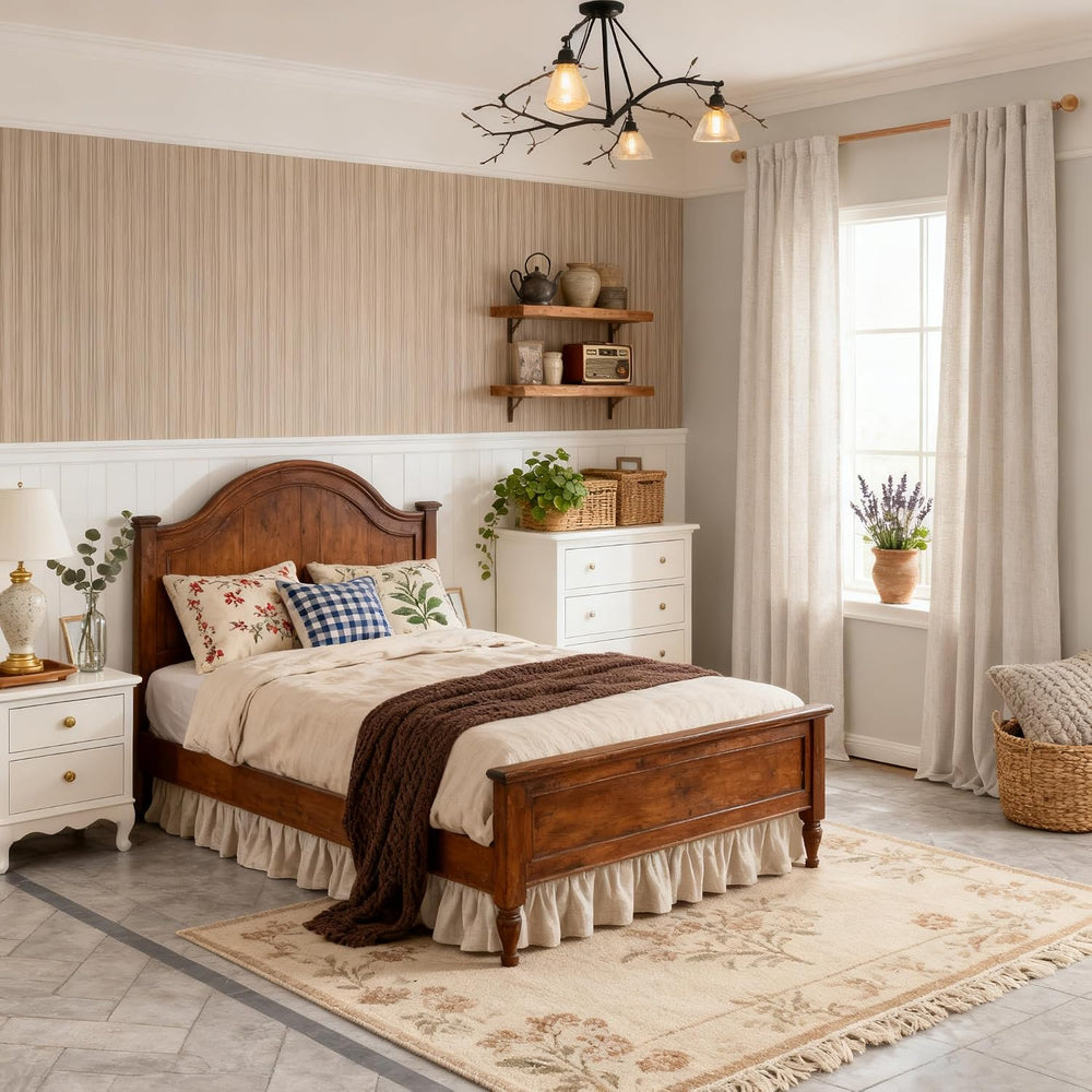 MYSKY HOME Linen Curtains for Living Room 96 Inches Long, Semi Sheer Curtains...