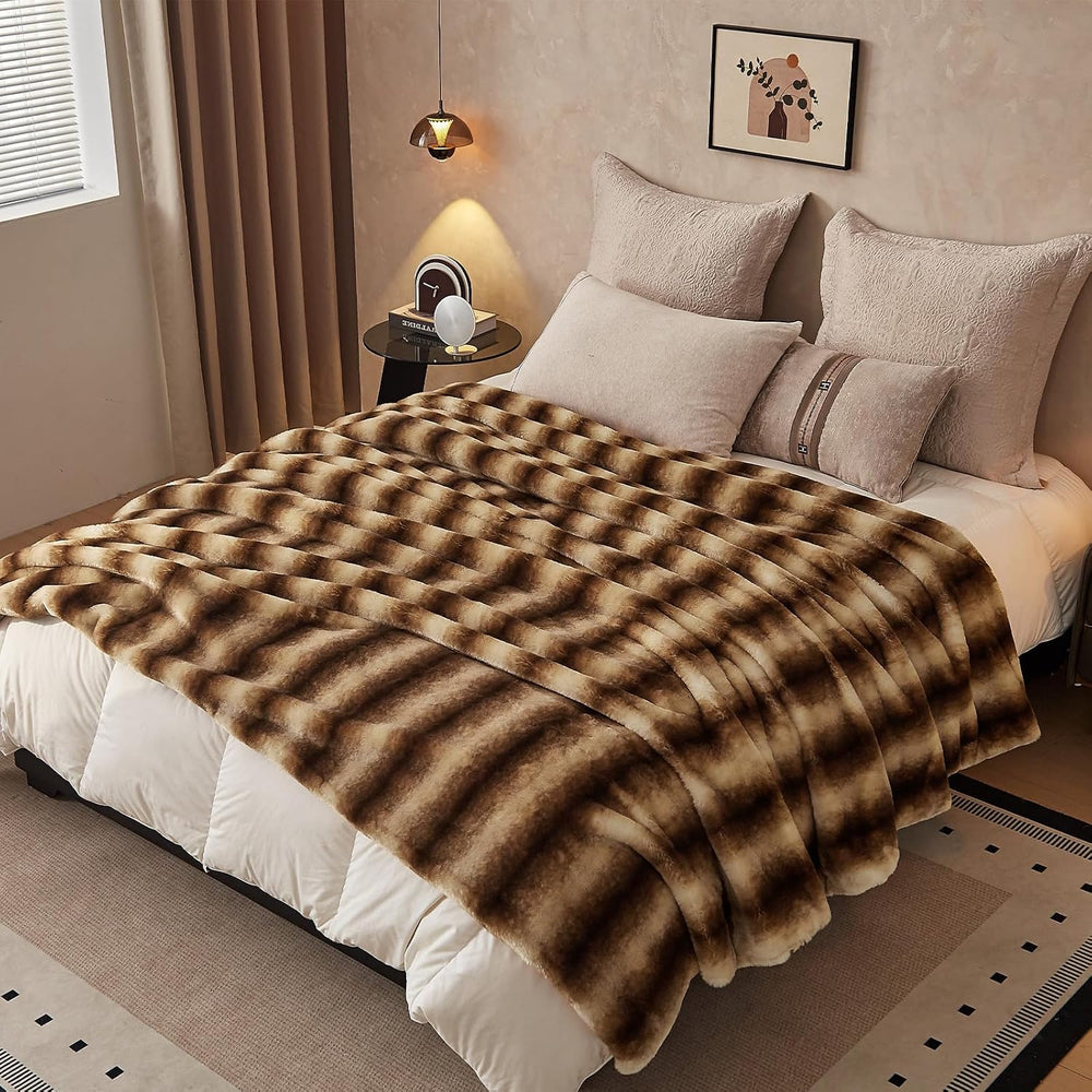 Ultra-Soft Faux Fur Throw Blanket - 60"x80", Brown