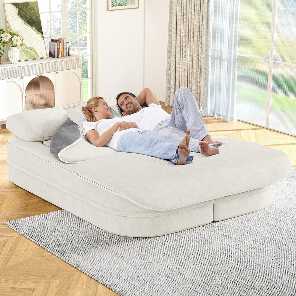 Antetek Convertible Sleeper Sofa, Modern Folding Futon Chenille Floor Foam Co...