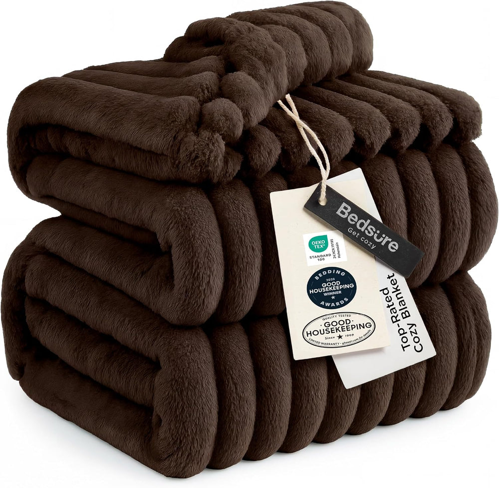Bedsure Soft Queen Size Blanket for Bed Chocolate Brown 90"x90"