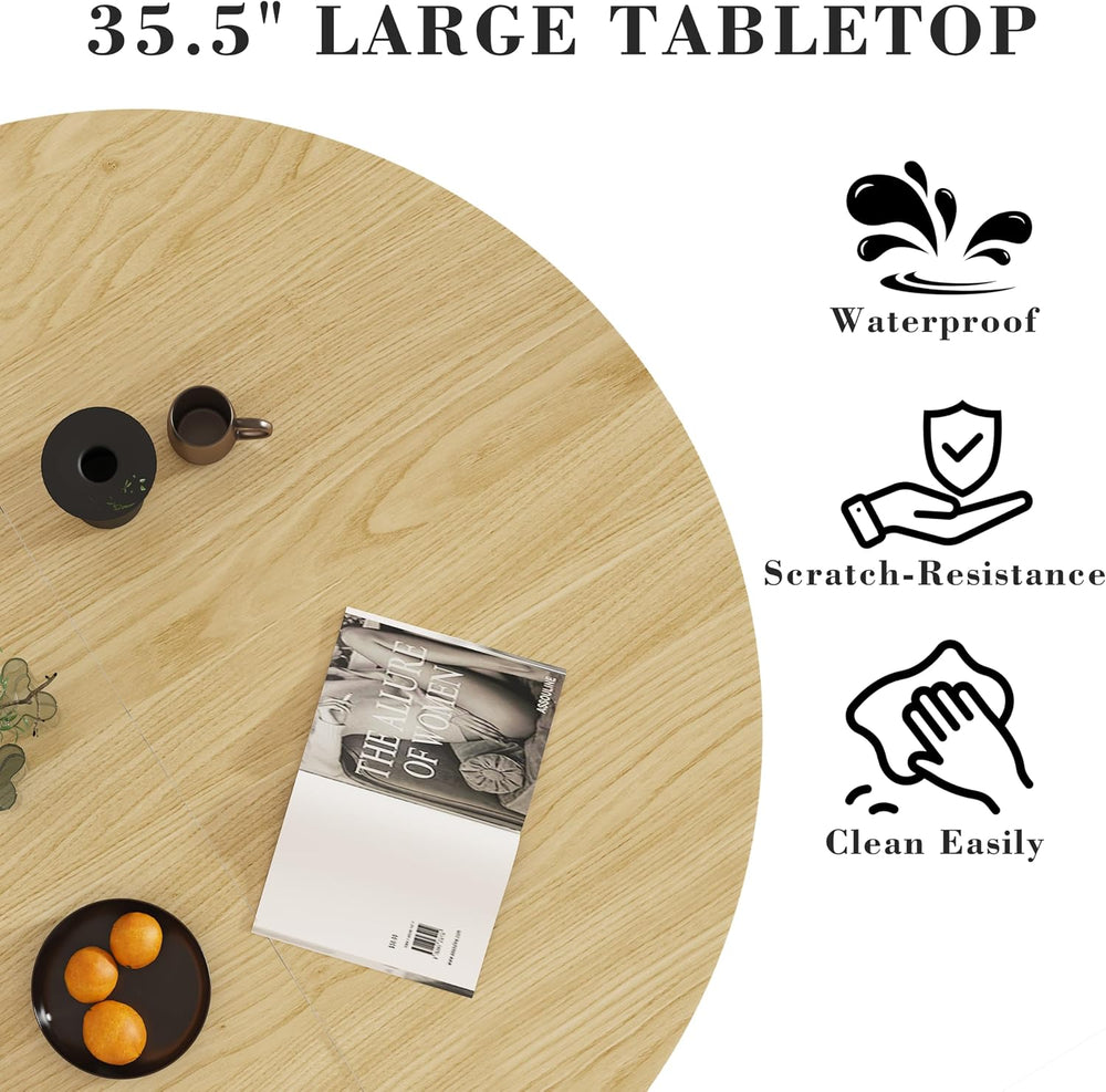 35.5'' Round Dining Table for 2-4, Small Dining Table with Storage Sh...