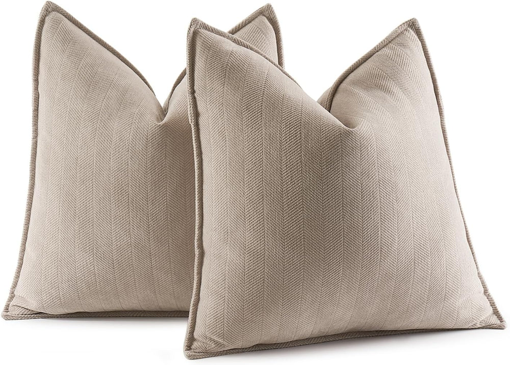 MIULEE Chenille Cushion Covers 50 x 50 cm Set of 2 Yellow Sofa Cushions