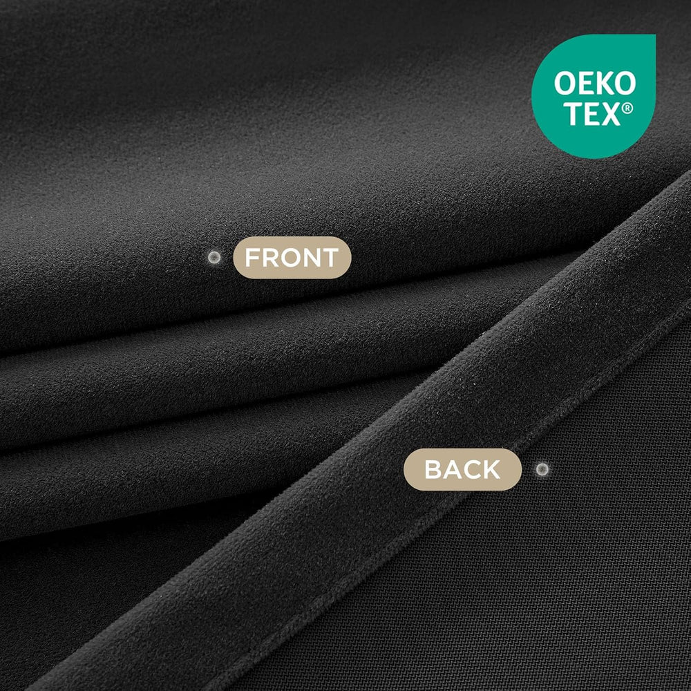 Joydeco Black Velvet Curtains 90 inch Length 2 Panels, Luxury Blackout Rod Po...