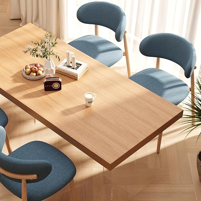 Kitchen Dining Chairs Set of 6 Modern Soft Linen Farmhouse Dining Room Chair ...