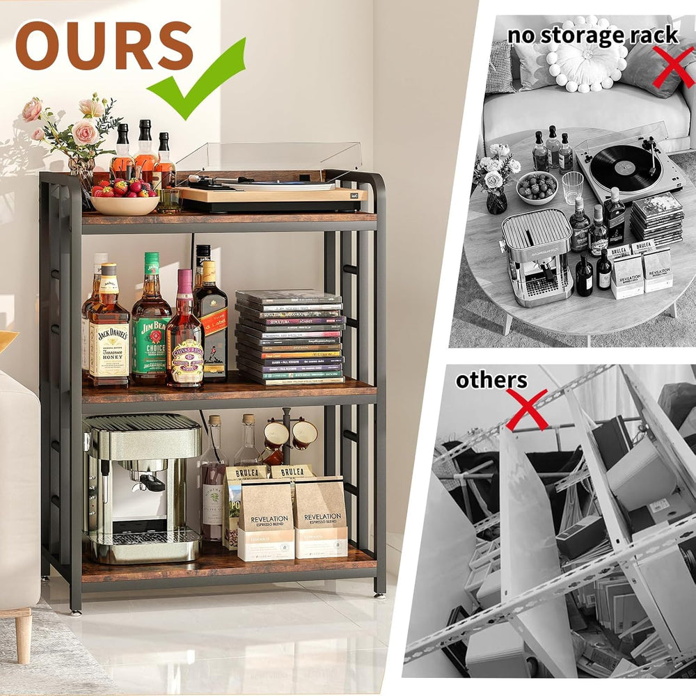 METYERRY Bakers Rack with Power Outlet,Adjustable Microwave Stand with Storag...