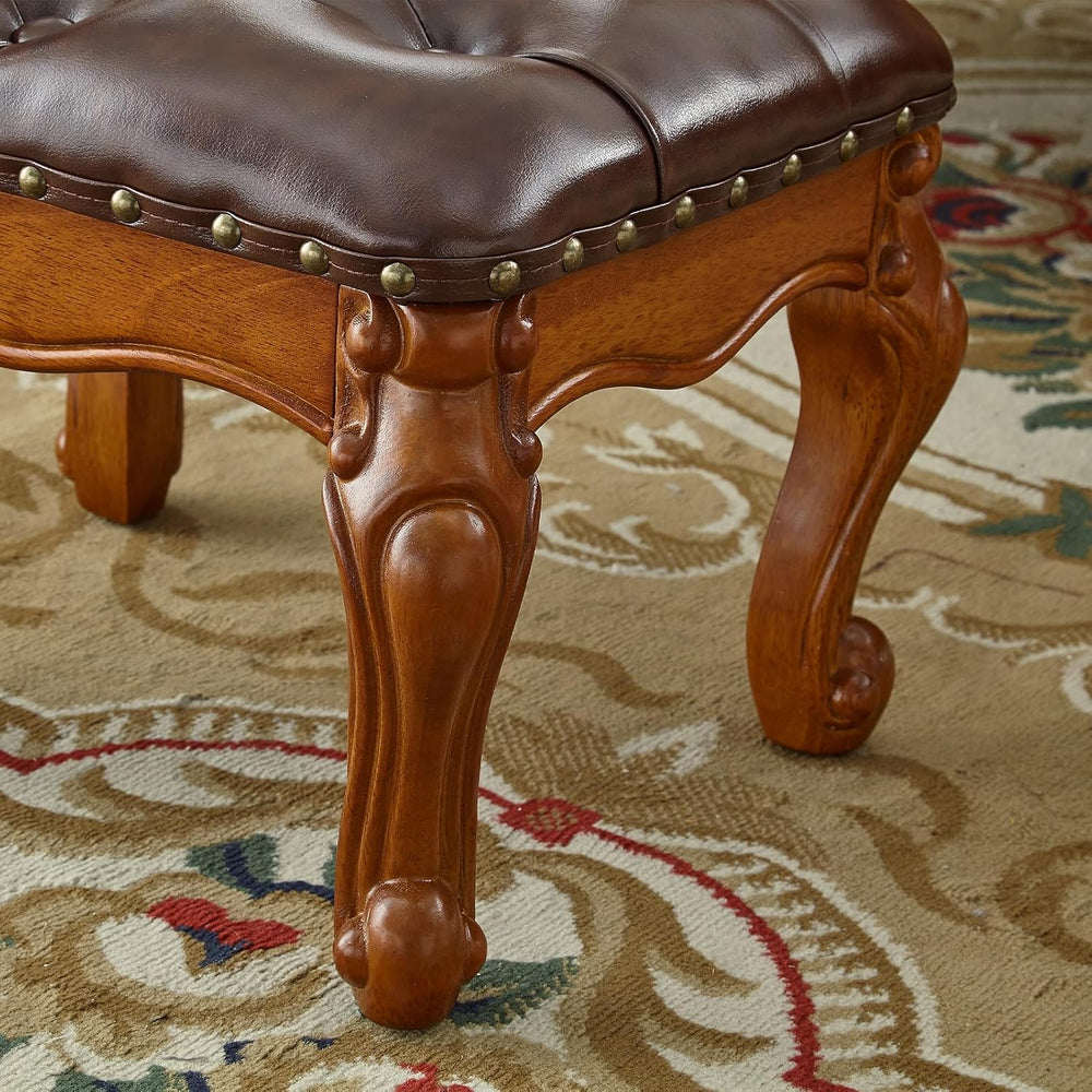 Foot Stool Ottoman Foot Rest Microfiber Leather Upholstered Footstool for Sof...