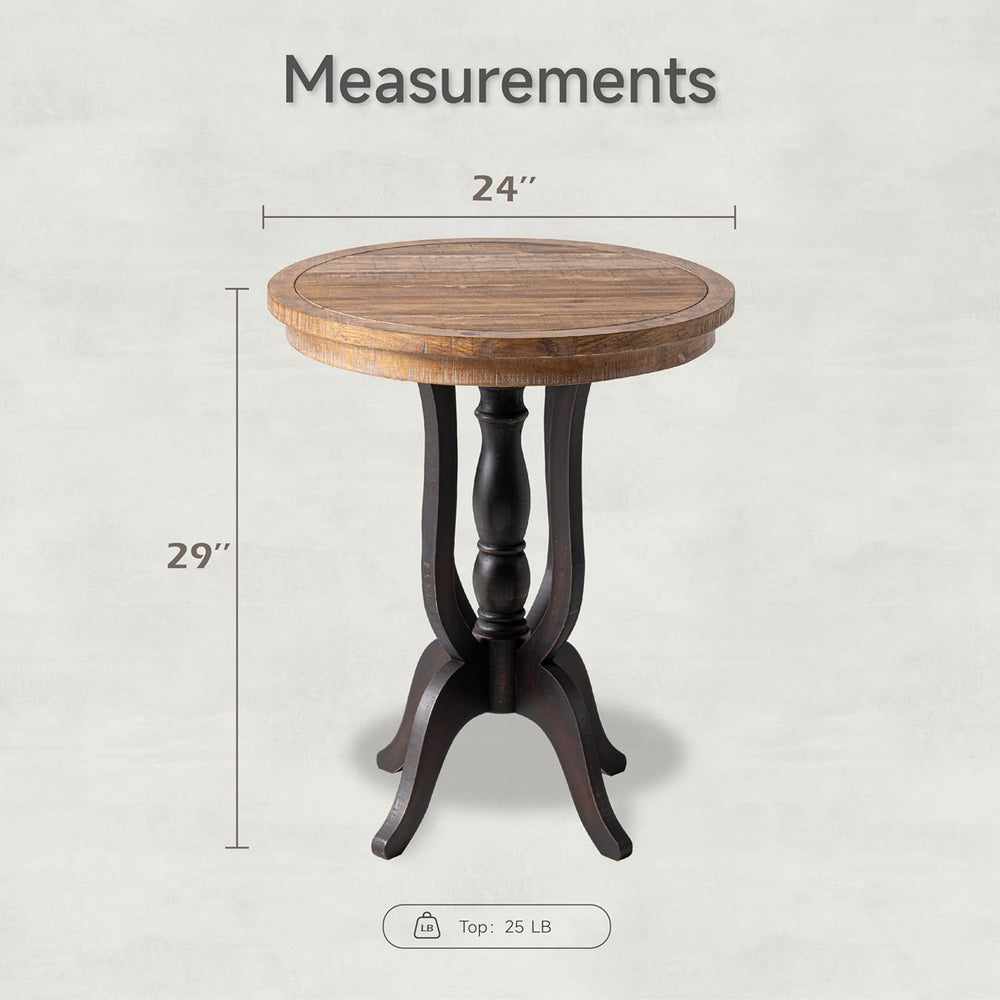 Rustic Accent End Table, Farmhouse Side Table with Natural Top for Family, Di...