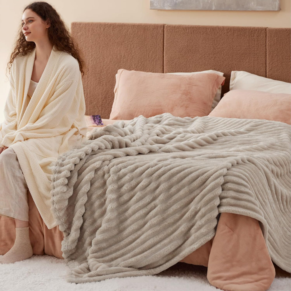 Bedsure Soft King Size Blankets for Bed Beige "108"x90"
