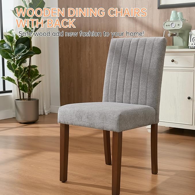 Upholstered Dining Chairs Set of 4, Button Tufted Parsons Chairs with Wood Le...