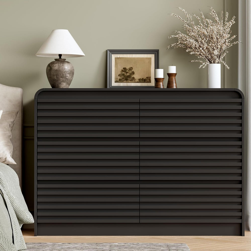 6 Drawer Dresser and Nightstand Sets for Bedroom, 3 Pcs Bedroom Set, Black