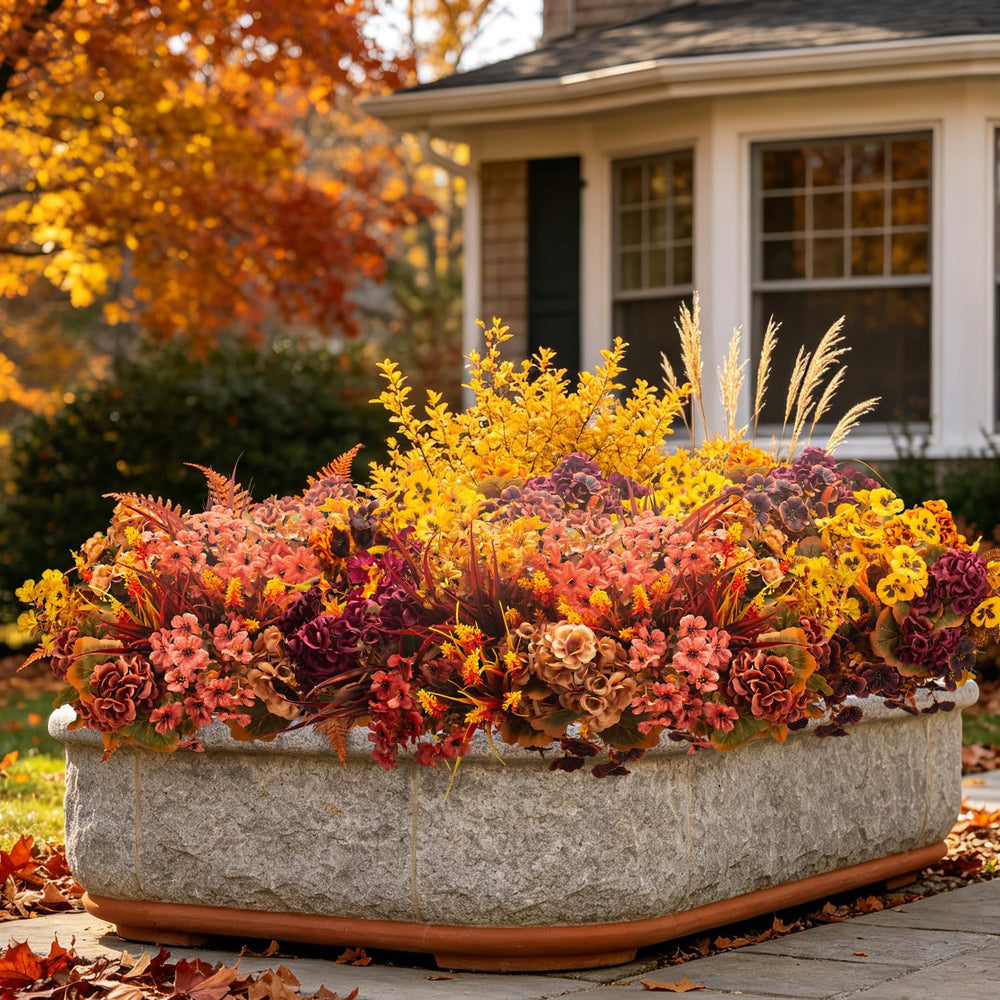 20 Artificial Fall Flowers UV Resistant Fake Mums for Outdoors Decor