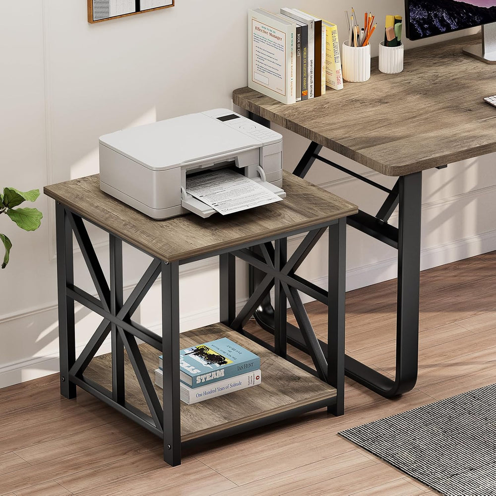 GreenForest End Table with 2-Tier Storage Shelf, 19.7 inch Side Table for Liv...