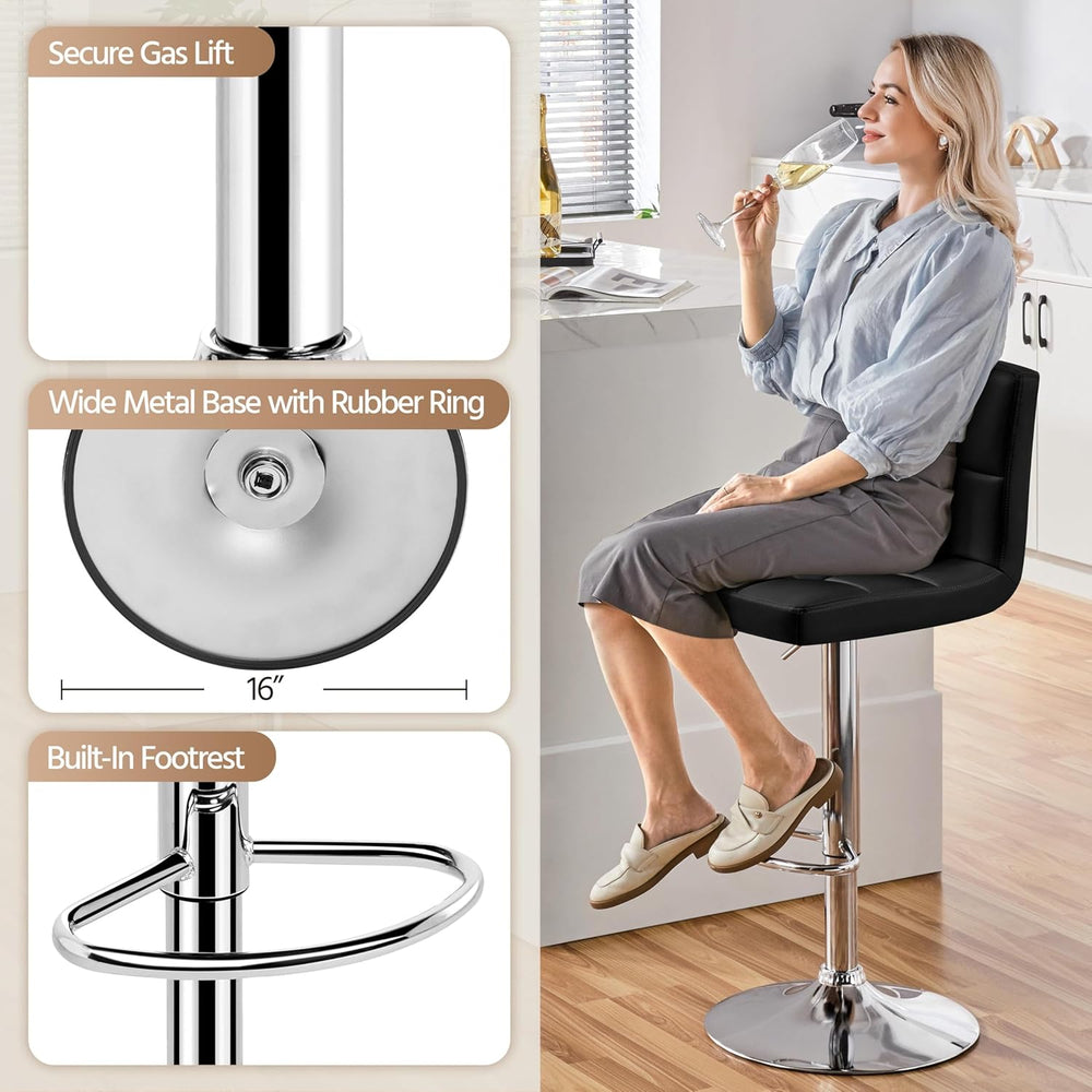 Yaheetech Bar Stools Set of 4, PU Leather Swivel Barstools, Height Adjustable...