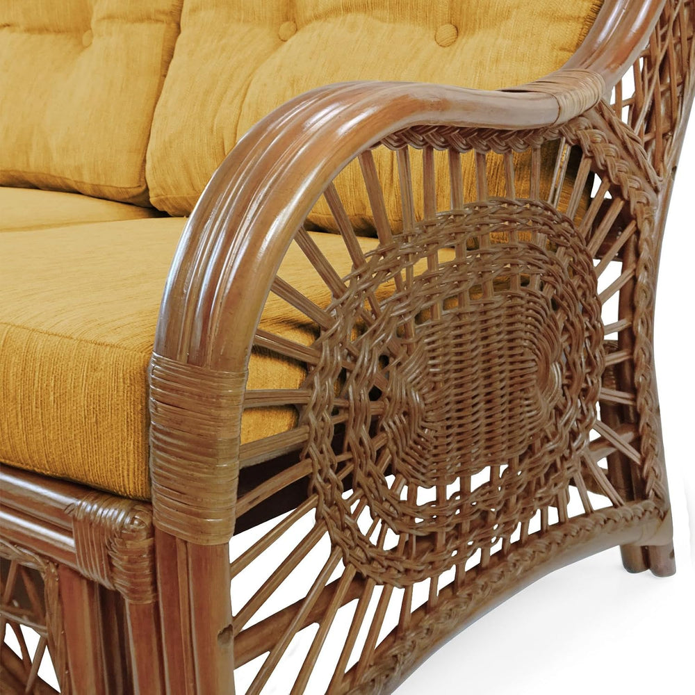 Malibu Lounge Loveseat Sofa Natural Rattan Wicker Handmade Design with Light ...
