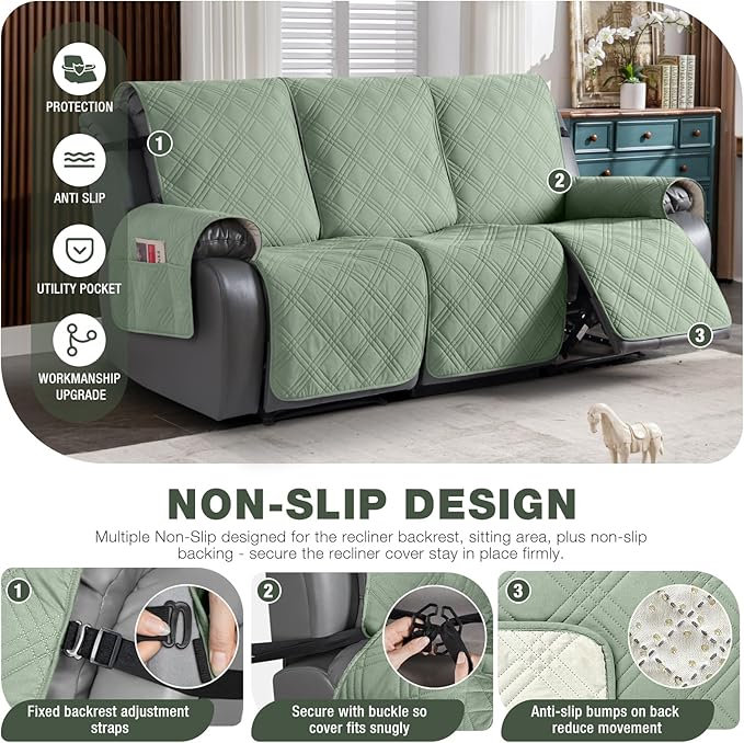 TAOCOCO 100% Waterproof Recliner Sofa Cover, Non Slip Split Couch Covers